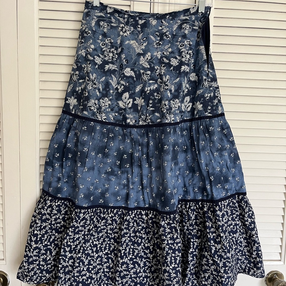 GAP Navy Floral A-Line Skirt
